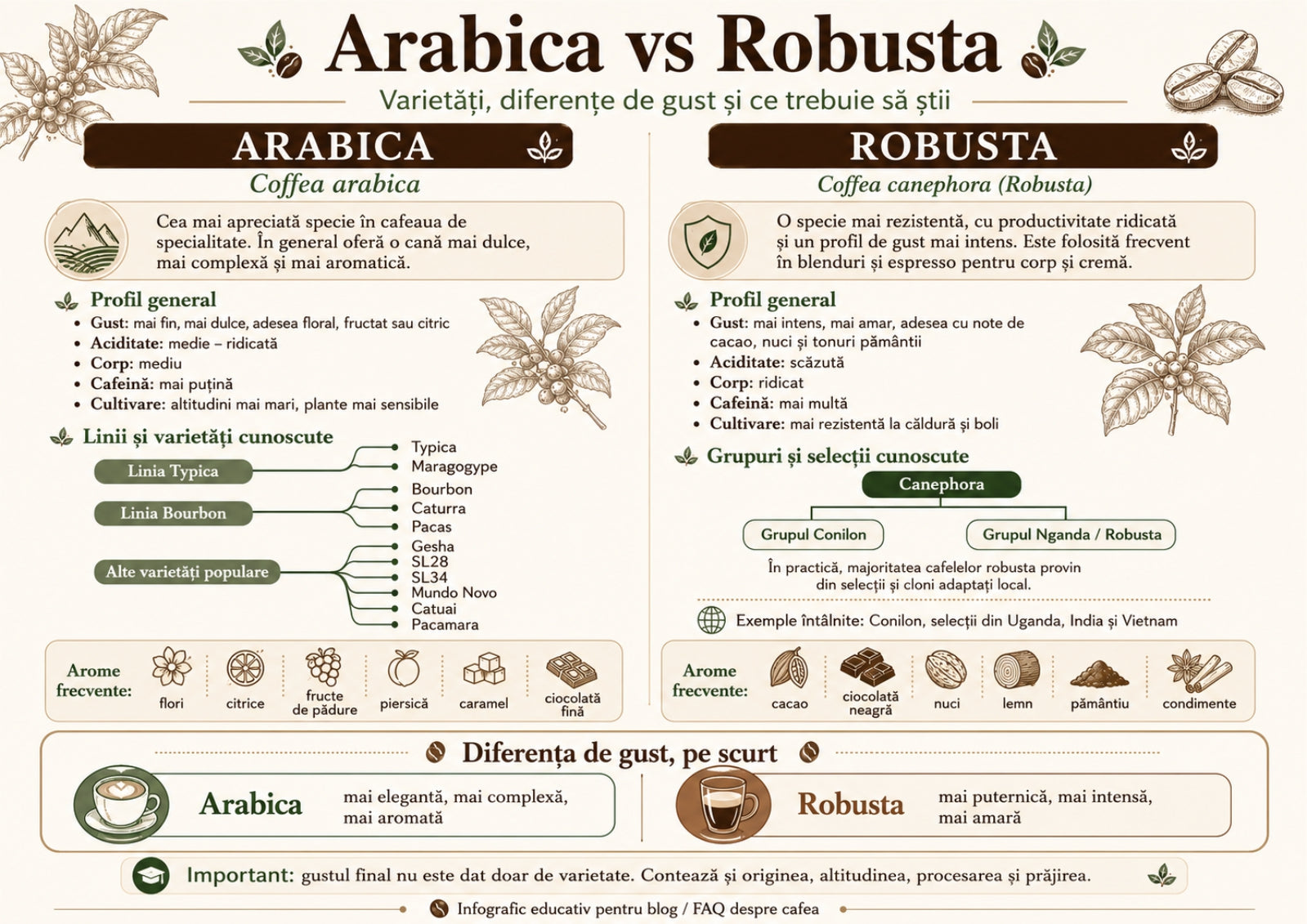 Arabica vs. Robusta: Un Ghid Esențial pentru Exploratorii Cafelei de Specialitate