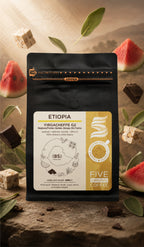Cafea de specialitate Five Origins Etiopia Yirgacheffe G2, pachet premium cu note de pepene verde, nugă, salvie și ciocolată neagră